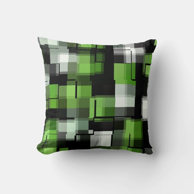 Green Black White Trendy Pattern Kussen (Voorkant)