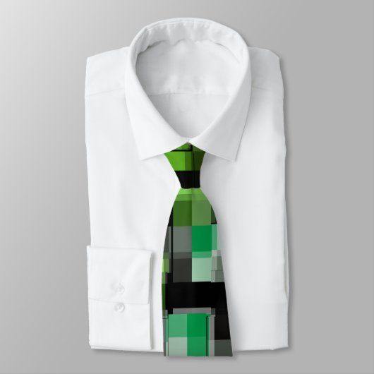 Green Black White Trendy Pattern Stropdas (Gebonden)