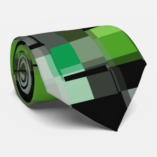 Green Black White Trendy Pattern Stropdas (Opgerold)