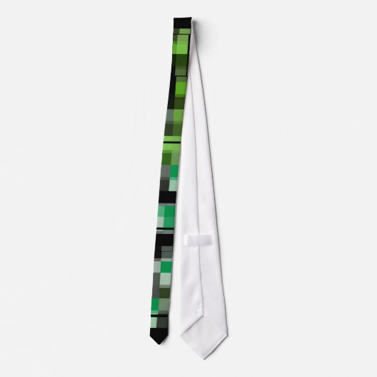 Green Black White Trendy Pattern Stropdas (Achterkant)