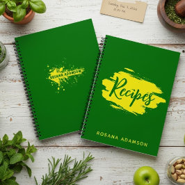 Green Blank Recipe Pages Journal with Yellow Name  Notitieboek