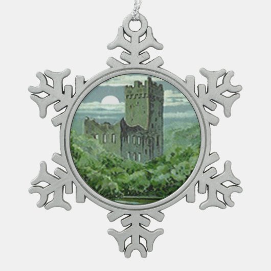 Green Blarney Castle Ireland Shamrock Tin Sneeuwvlok Ornament (Voorkant)