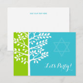 Green Blauwgroen Blue Tree of Life Bat Mitzvah Rec Informatiekaartje (Voorkant / Achterkant)