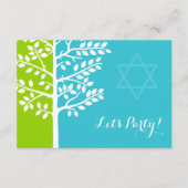 Green Blauwgroen Blue Tree of Life Bat Mitzvah Rec Informatiekaartje (Voorkant)