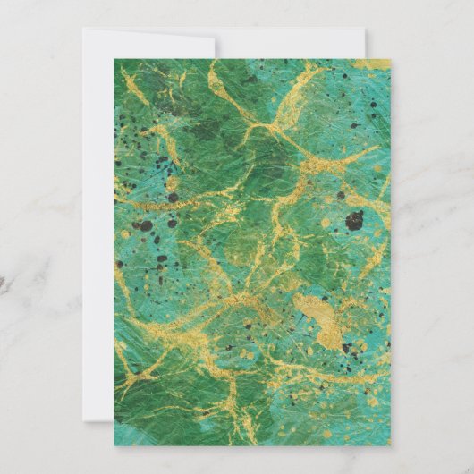 Green Blauwgroen Gold Abstract Afstuderen Uitnodig Kaart (Achterkant)