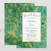 Green Blauwgroen Gold Abstracte uitnodiging tot ge (Voorkant / Achterkant)