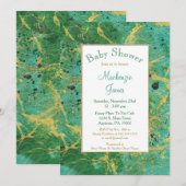 Green Blauwgroen Gold Neutral Baby shower Invitati Kaart (Voorkant / Achterkant)