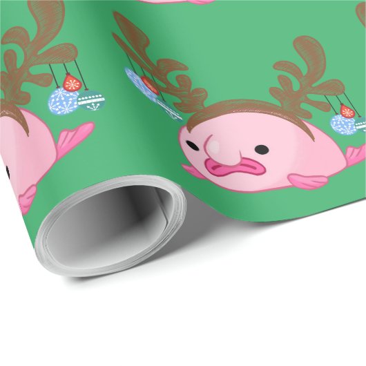 Green Blobfish Reindeer Cadeaupapier (Rol Hoek)