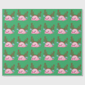 Green Blobfish Reindeer Cadeaupapier (Vlak)