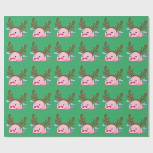 Green Blobfish Reindeer Cadeaupapier (Vlak)