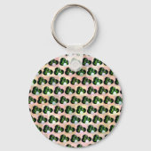 Green Block Art Lawn Bowls Pattern, Keyring Sleutelhanger (Achterkant)