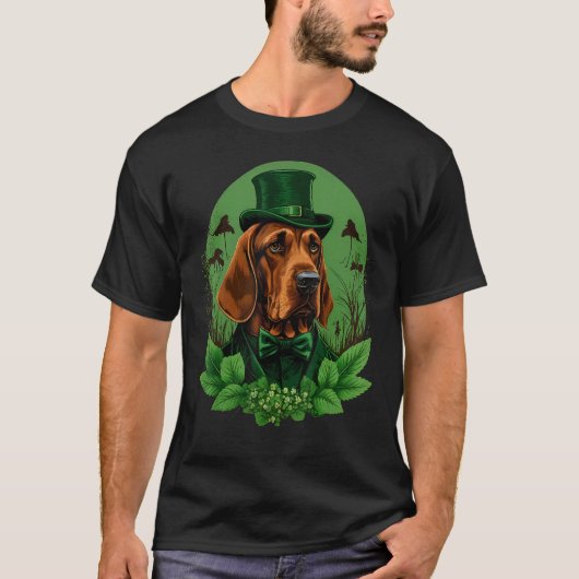 Green Bloodhound shamrock on St Patricks Day Blood T-shirt (Voorkant)