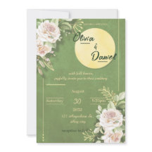 Green Blossom Engagement & Wedding Invitation