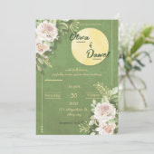 Green Blossom Engagement & Wedding Invitation Kaart (Staand voorkant)