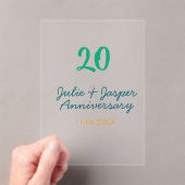 Green blue 20th anniversary name date orange acryl uitnodigingen (Insitu (Draagbaar))