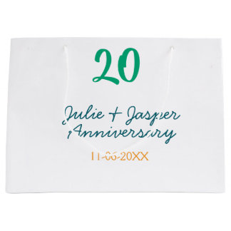 Green blue 20th anniversary name date orange  groot cadeauzakje