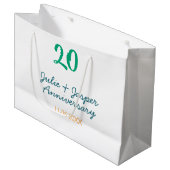 Green blue 20th anniversary name date orange groot cadeauzakje (Voorkant Gekanteld)