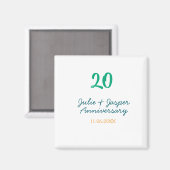 Green blue 20th anniversary name date orange  magneet (Voorkant / Achterkant)