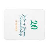 Green blue 20th anniversary name date orange magneet (Horizontaal)