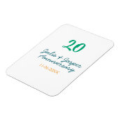 Green blue 20th anniversary name date orange magneet (Linkerzijde)