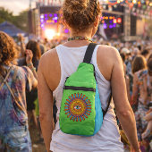 Green Blue 90s Mandala Third Eye Graphic Festival Sling Bag