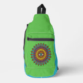 Green Blue 90s Mandala Third Eye Graphic Festival Sling Bag (Voorkant)