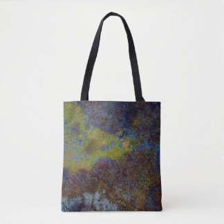 Green, blue, and brown mat tote bag