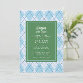 Green Blue Argyle Golf Swing repetitie diner Kaart (Staand voorkant)