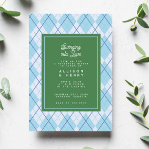 Green Blue Argyle Golf Swing repetitie diner Kaart