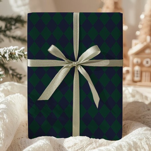 Green Blue Argyle Wrapping Paper Cadeaupapier