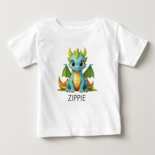 Green Blue Baby Dragon gepersonaliseerd Baby T-shi (Voorkant)