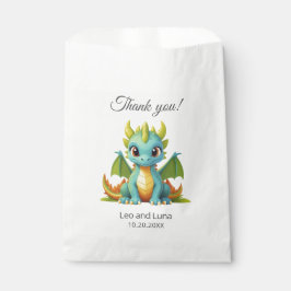 Green Blue Baby Dragon gepersonaliseerde dank u Bedankzakje