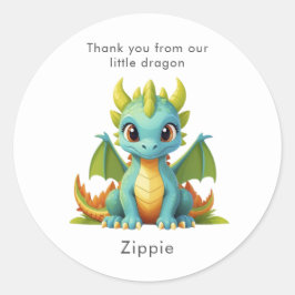 Green Blue Baby Dragon gepersonaliseerde dank u Ronde Sticker