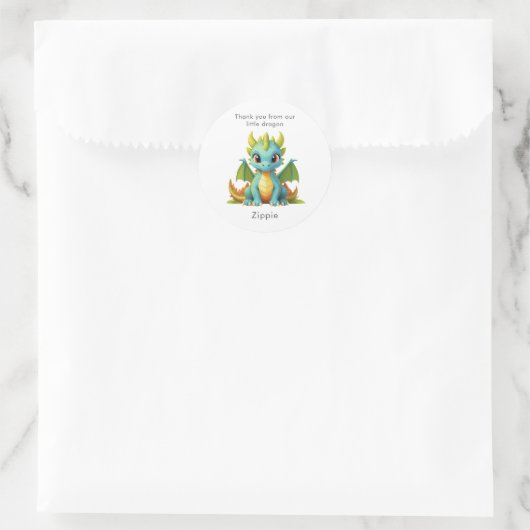 Green Blue Baby Dragon gepersonaliseerde dank u Ronde Sticker (Tas)