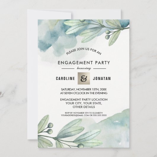 Green | Blue Berry Branch Verlovingsgroep Kaart (Voorkant)