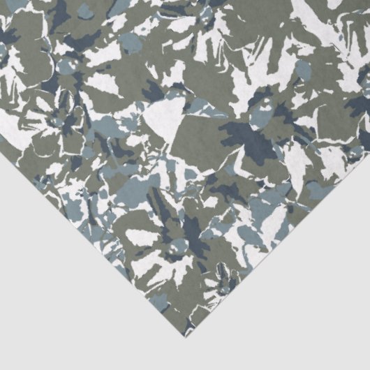 Green Blue Blooms Floral Pattern Tissuepapier (Detail)