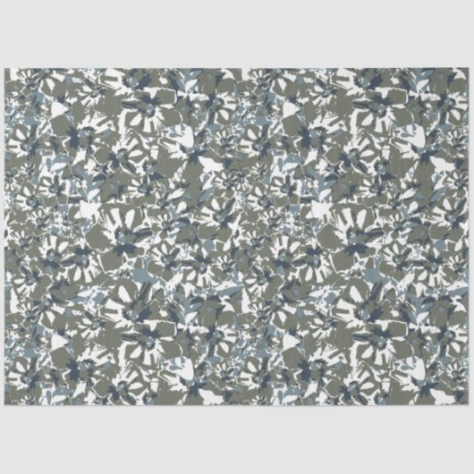 Green Blue Blooms Floral Pattern Tissuepapier (Voorkant)