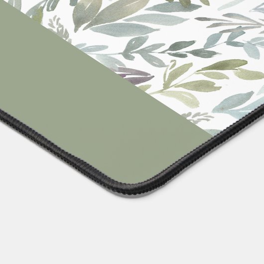 Green Blue Botanical Watercolor Monogram Name Bureaumat (Hoek)