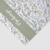 Green Blue Botanical Watercolor Monogram Name Tissuepapier (Detail)