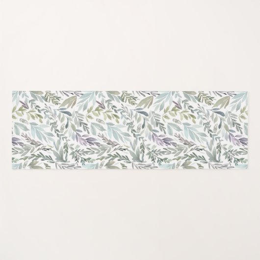 Green Blue Botanical Watercolor Yogamat (Voorkant (horizontaal))