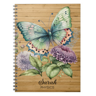 Green Blue Butterfly Purple Flowers Name Betreft Notitieboek