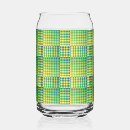 Green Blue Checker Abstract Pattern Blikvorm Glas (Voorkant)
