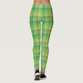 Green Blue Checker Abstract Pattern Leggings (Achterkant)