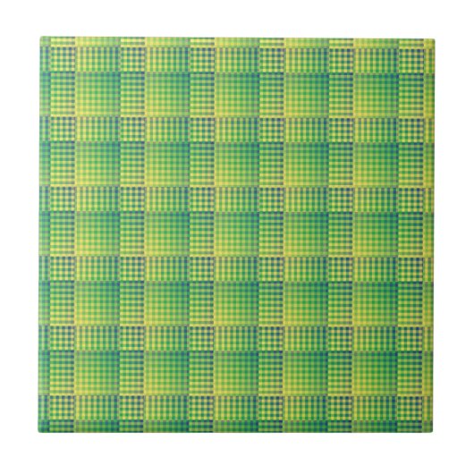Green Blue Checker Abstract Pattern Tegeltje (Voorkant)