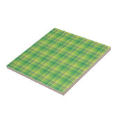 Green Blue Checker Abstract Pattern Tegeltje (Zijkant)