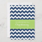 Green Blue Chevron Christening Uitnodiging (Voorkant)