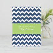 Green Blue Chevron Christening Uitnodiging (Staand voorkant)