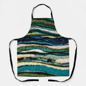 Green Blue Cream Agaat Stripe Abstract Schort (Voorkant)