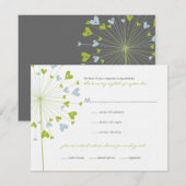 Green Blue Dandelion Flowers Love RSVP Card (Voorkant / Achterkant)
