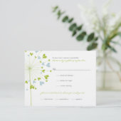 Green Blue Dandelion Flowers Love RSVP Card (Staand voorkant)